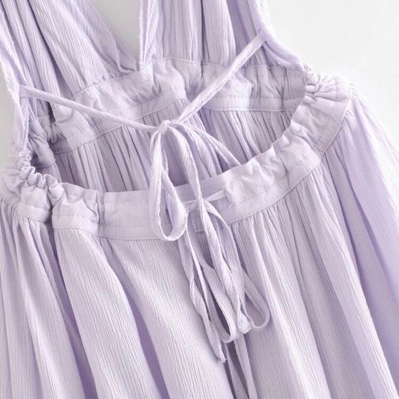 Lilac / Lavender Purple Boho Halter Dress - Picture 8 of 16